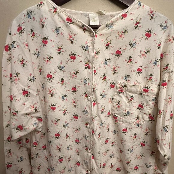 Victoria's Secret Women Pajama Button Up Top Long Sleeve Red Roses Size Medium - Picture 5 of 14